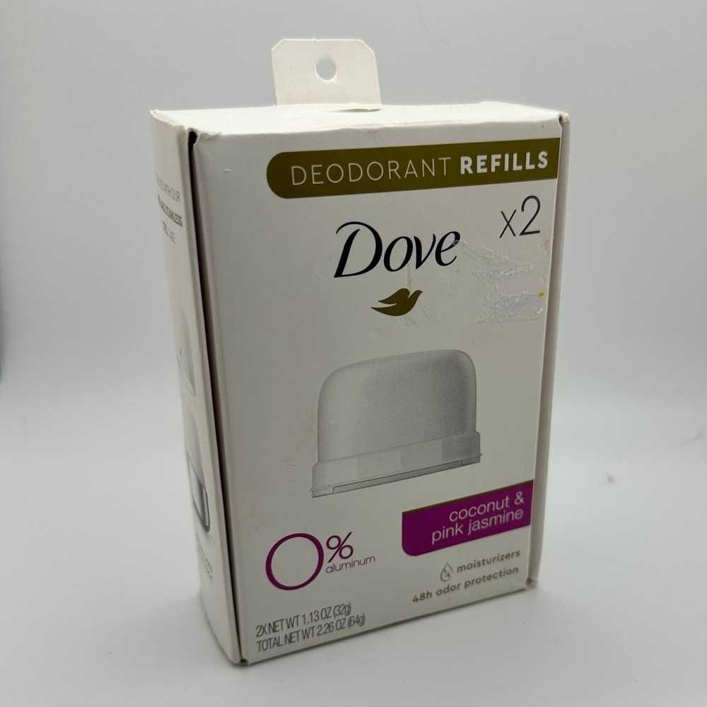 Dove 0% Aluminum Deodorant Refills Coconut & Pink Jasmine 2 Pack new